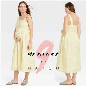 The Nines by HATCH Yellow Floral Midi Adjustable Tank Dress Size XL NEW